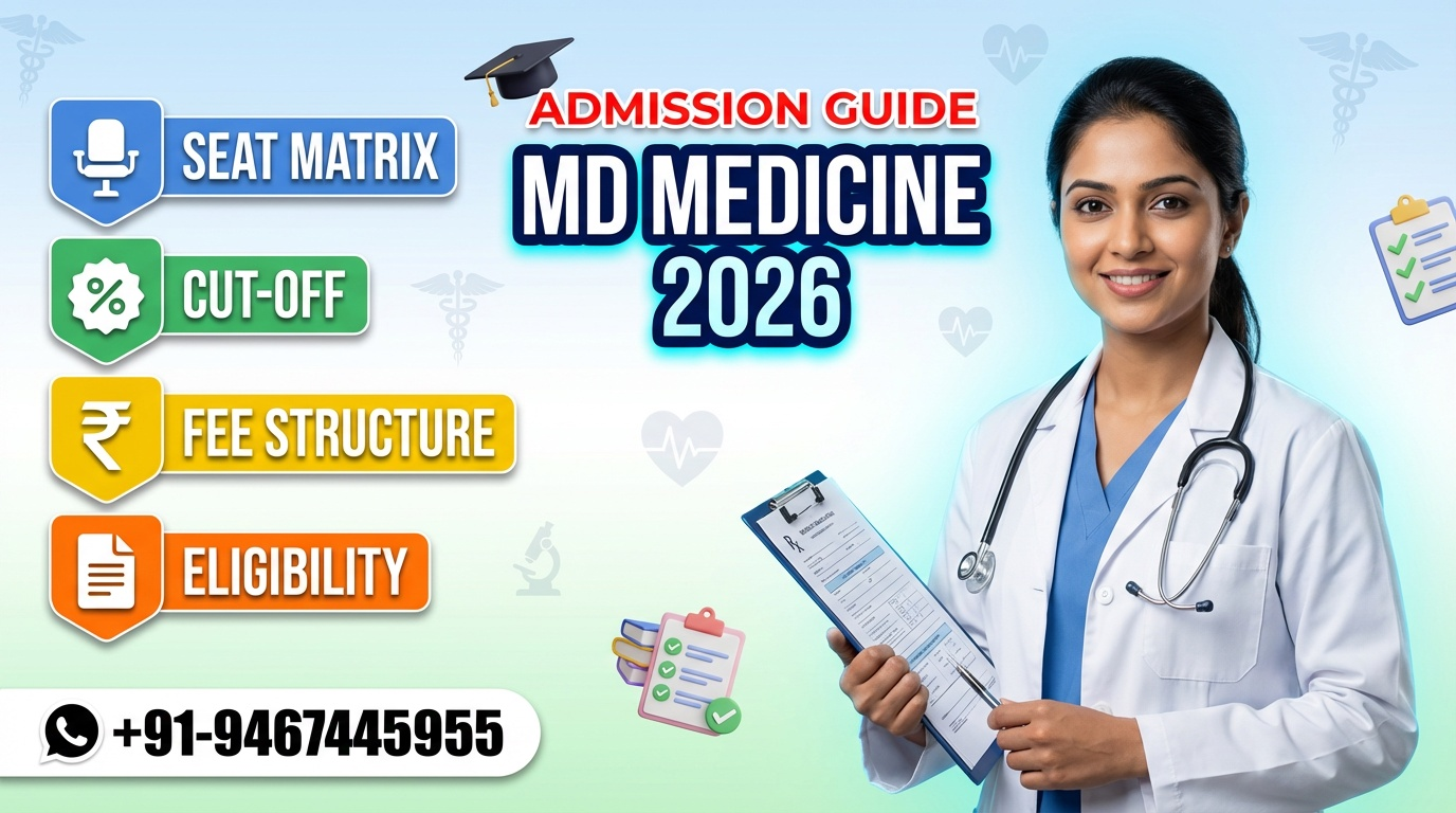 MD General Medicine Admission 2026: Admission Procedure, Seat Matrix, Cut -Off, Fee Structure, Eligibility & Documents Required